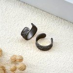 Silver Viking Ear Cuffs with Black Celtic Design