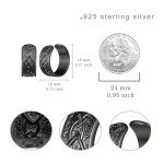 Silver Viking Ear Cuffs with Black Celtic Design