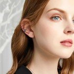 Silver Viking Ear Cuffs with Black Celtic Design