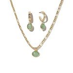 Simple Natural Green Stone Gold Jewelry Set