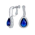 Vintage Blue Sapphire Halo Dangle Drop Earrings