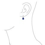 Vintage Blue Sapphire Halo Dangle Drop Earrings