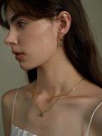Simple Natural Green Stone Gold Jewelry Set