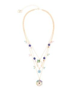 Betsey Johnson Evil Eye Layered Necklace in Gold