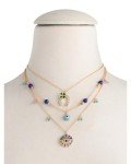 Betsey Johnson Evil Eye Layered Necklace in Gold