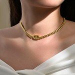 18K Gold Plated Initial Choker Necklace - Double D