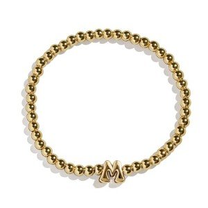 Personalized Gold Initial Pisa Stretch Bracelet - Letter M