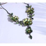 Vintage Spring Green Flower Leaf Jewelry Set