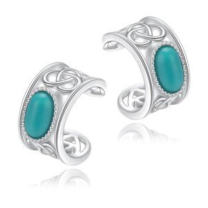Celtic Turquoise Non-Pierced Silver Ear Cuffs