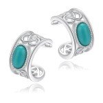 Celtic Turquoise Non-Pierced Silver Ear Cuffs