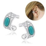 Celtic Turquoise Non-Pierced Silver Ear Cuffs