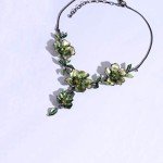 Vintage Spring Green Flower Leaf Jewelry Set