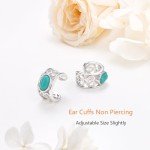 Celtic Turquoise Non-Pierced Silver Ear Cuffs