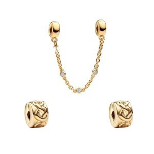 Golden Heart Clip Safety Chain with Dangle Pendant
