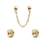 Golden Heart Clip Safety Chain with Dangle Pendant