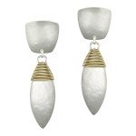 Marjorie Baer Leaf Clip-On Earrings in Brass/Silver