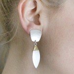 Marjorie Baer Leaf Clip-On Earrings in Brass/Silver