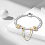 Golden Heart Clip Safety Chain with Dangle Pendant