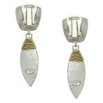 Marjorie Baer Leaf Clip-On Earrings in Brass/Silver