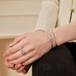 Stylish Double-Layer Silver Cuff Bracelet for Women