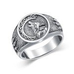 Sterling Silver Viking Wolf Signet Ring - Size 11