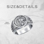 Sterling Silver Viking Wolf Signet Ring - Size 11