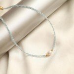 Aquamarine and Pearl Choker Necklace in Gold
