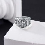 Sterling Silver Viking Wolf Signet Ring - Size 11