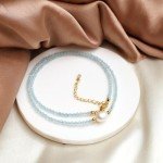 Aquamarine and Pearl Choker Necklace in Gold