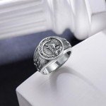 Sterling Silver Viking Wolf Signet Ring - Size 11