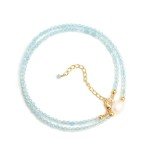 Aquamarine and Pearl Choker Necklace in Gold