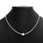 Aquamarine and Pearl Choker Necklace in Gold