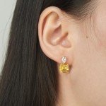 Yellow Sterling Silver Dangle Earrings with Cubic Zirconia