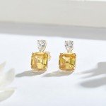 Yellow Sterling Silver Dangle Earrings with Cubic Zirconia