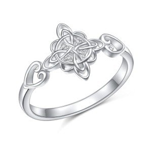Celtic Knot Heart Sterling Silver Stackable Ring