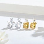 Yellow Sterling Silver Dangle Earrings with Cubic Zirconia