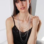 Chic Rhinestone Layered Necklace in Silver