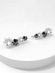 Sterling Silver Pet Paw Climber Earrings for Her