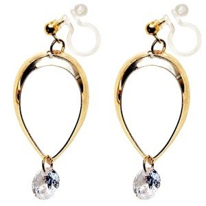 Miyabi Grace Gold Teardrop Cubic Zirconia Clip-On Earrings