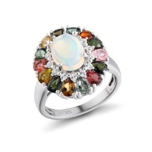 Stunning Flower Gemstone Cocktail Ring in Gold