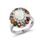 Stunning Flower Gemstone Cocktail Ring in Gold