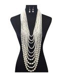 Multi-Strand Simulated Pearl Necklace and Earrings Set
