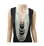 Multi-Strand Simulated Pearl Necklace and Earrings Set