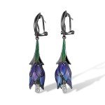 Purple Tulip Drop Earrings in Sterling Silver