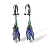 Purple Tulip Drop Earrings in Sterling Silver