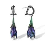 Purple Tulip Drop Earrings in Sterling Silver