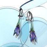 Purple Tulip Drop Earrings in Sterling Silver