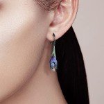 Purple Tulip Drop Earrings in Sterling Silver