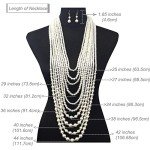 Multi-Strand Simulated Pearl Necklace and Earrings Set