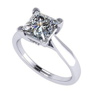 Silver Princess Cut Zirconia Solitaire Engagement Ring